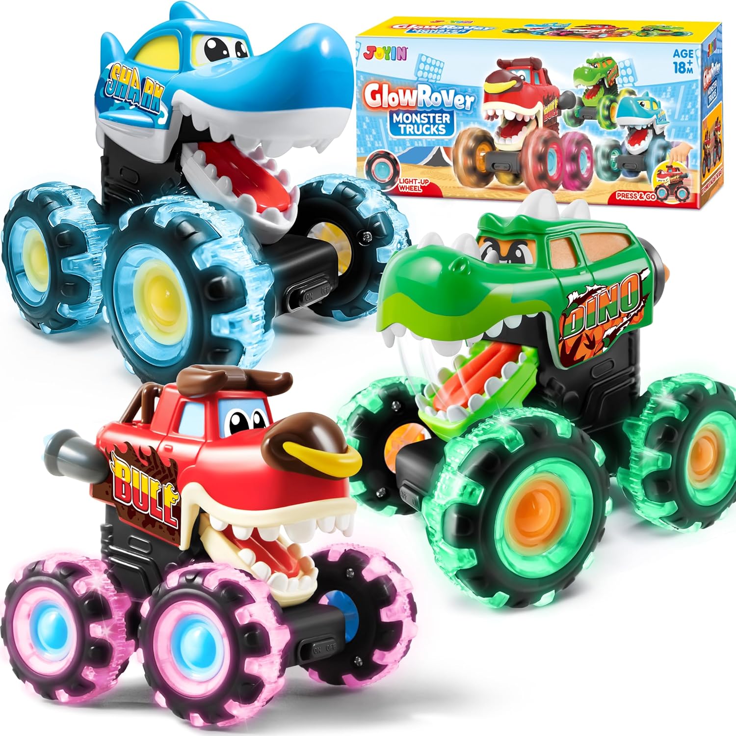 Lighting Christmas Decor - JOYFY 3-pack monstertruck speelgoedauto's met bewegingsgeactiveerde