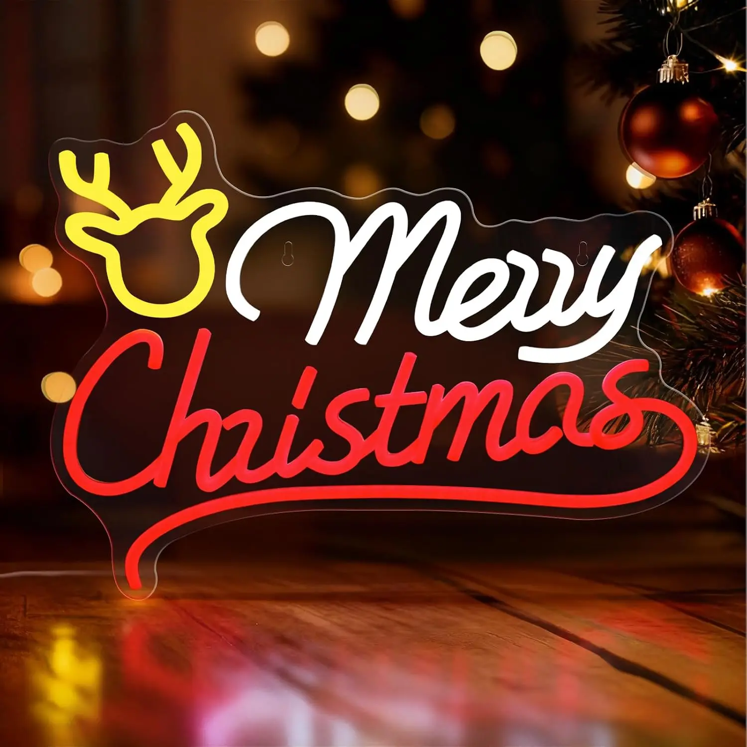 Lighting Christmas Decor - Vrolijk Kerstfeest Rendier Neonreclame USB-aangedreven LED