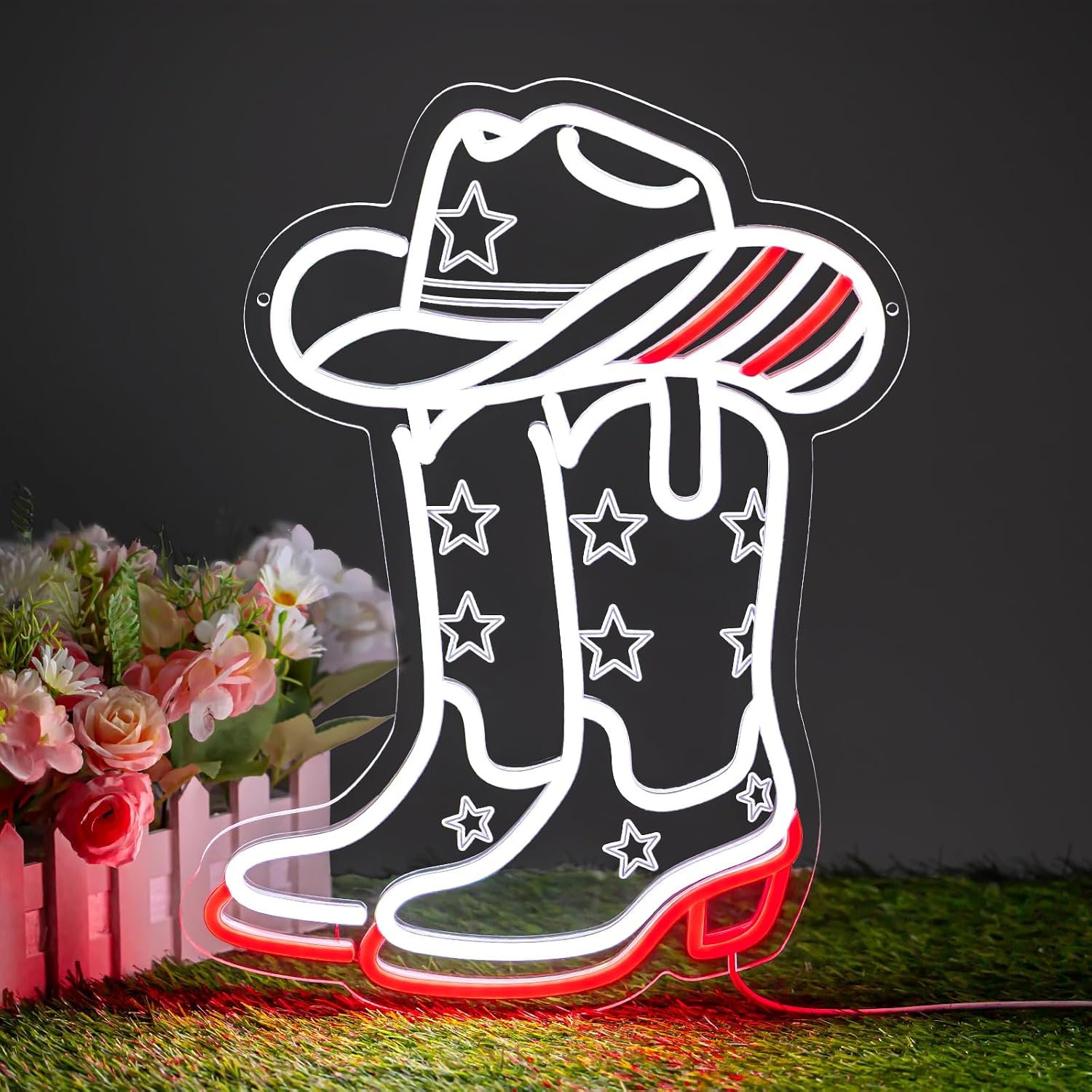 Lighting Decoration Ideas - Cowboylaarzen en hoed LED neonreclame, USB-aangedreven