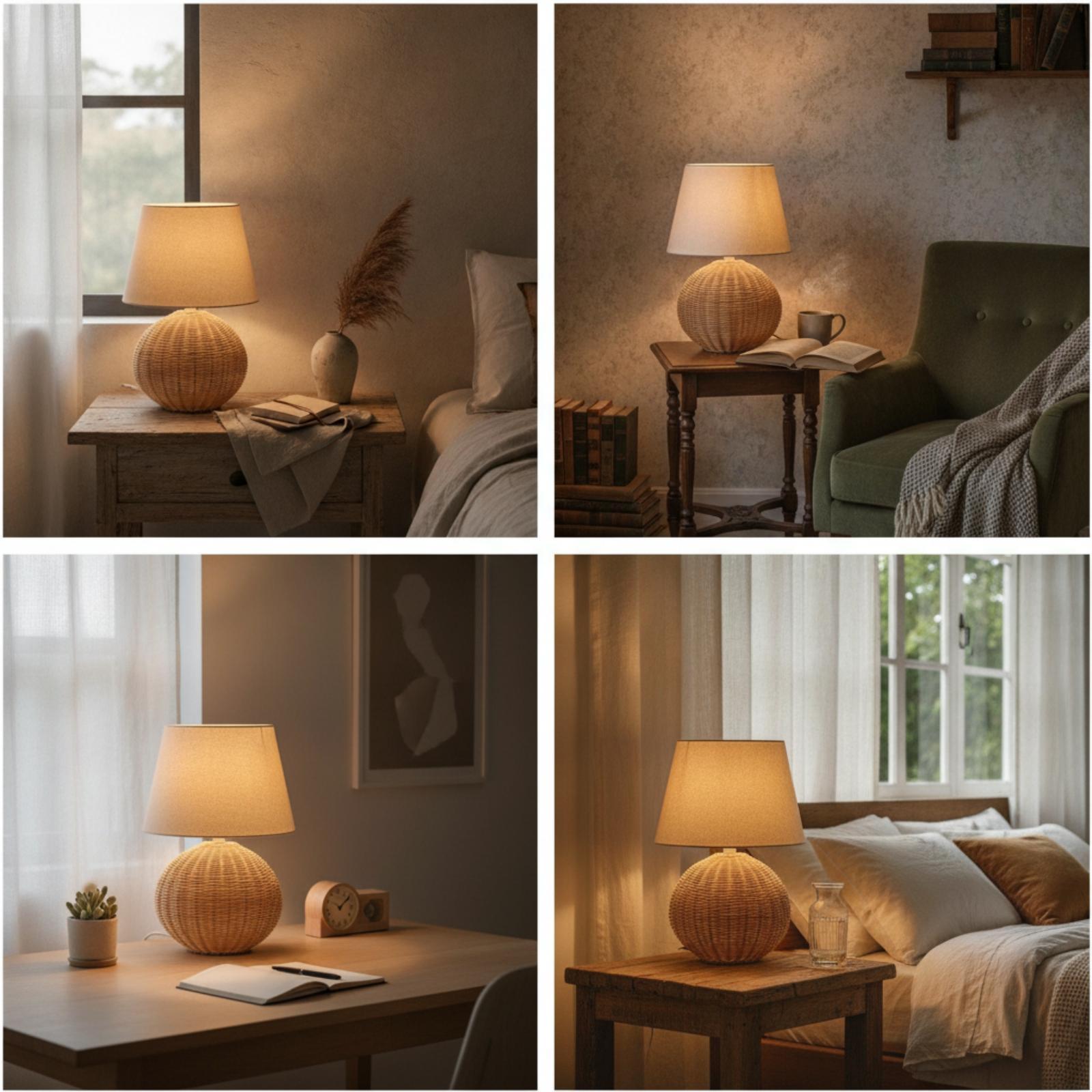 Bedlampje met rotan voet en st - Lighting Decoration Ideas recensie en prijs