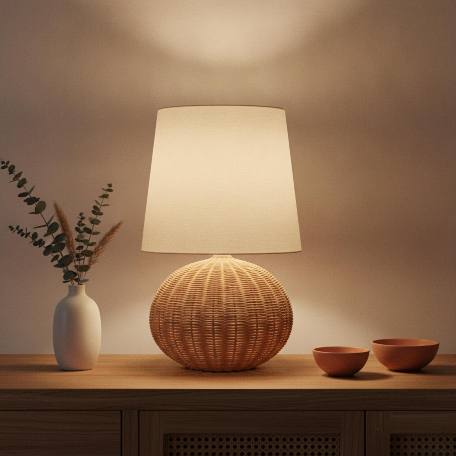 Bedlampje met rotan voet en st - Lighting Decoration Ideas recensie en prijs