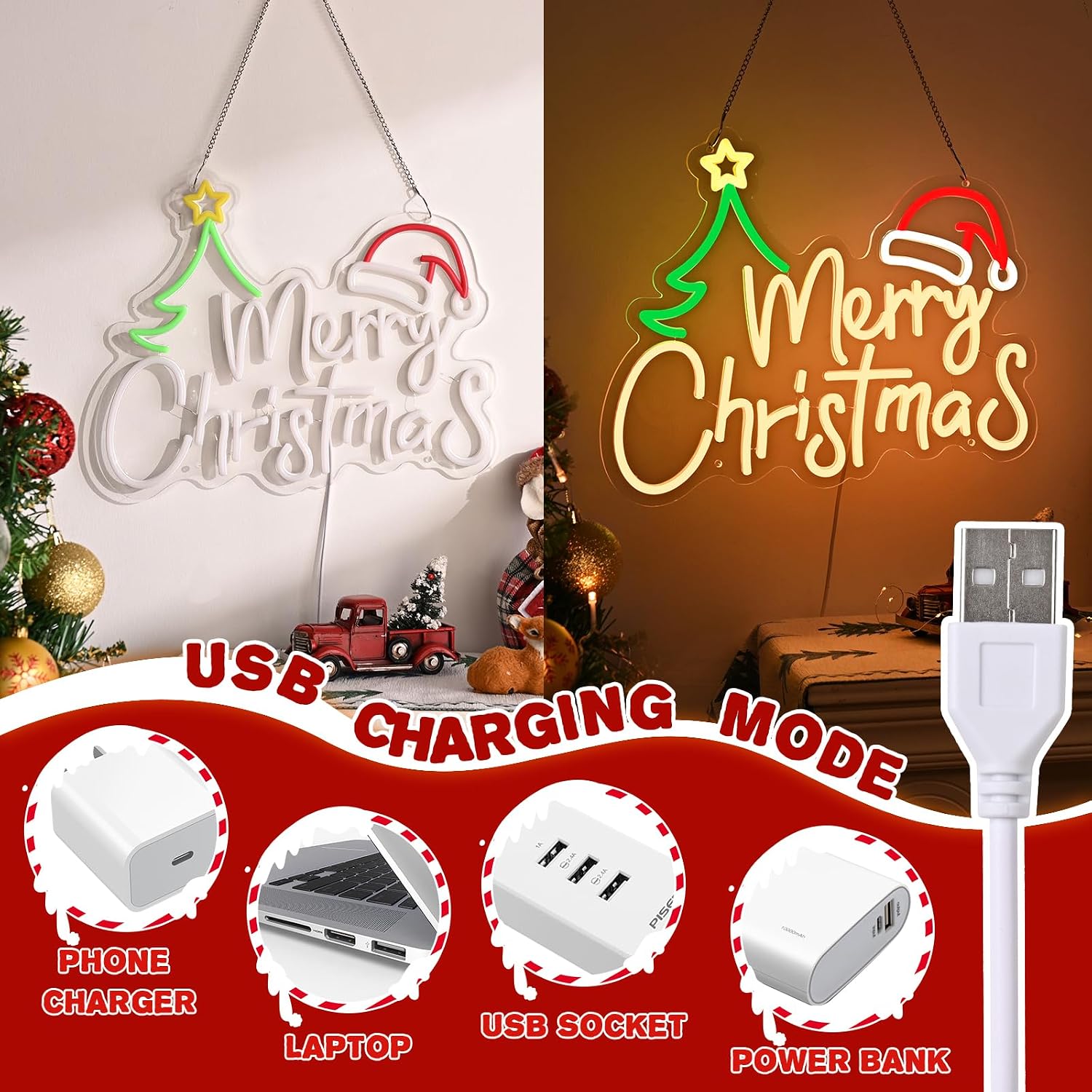 Kerstverlichting met neonbord, - Lighting Christmas Decor recensie en prijs