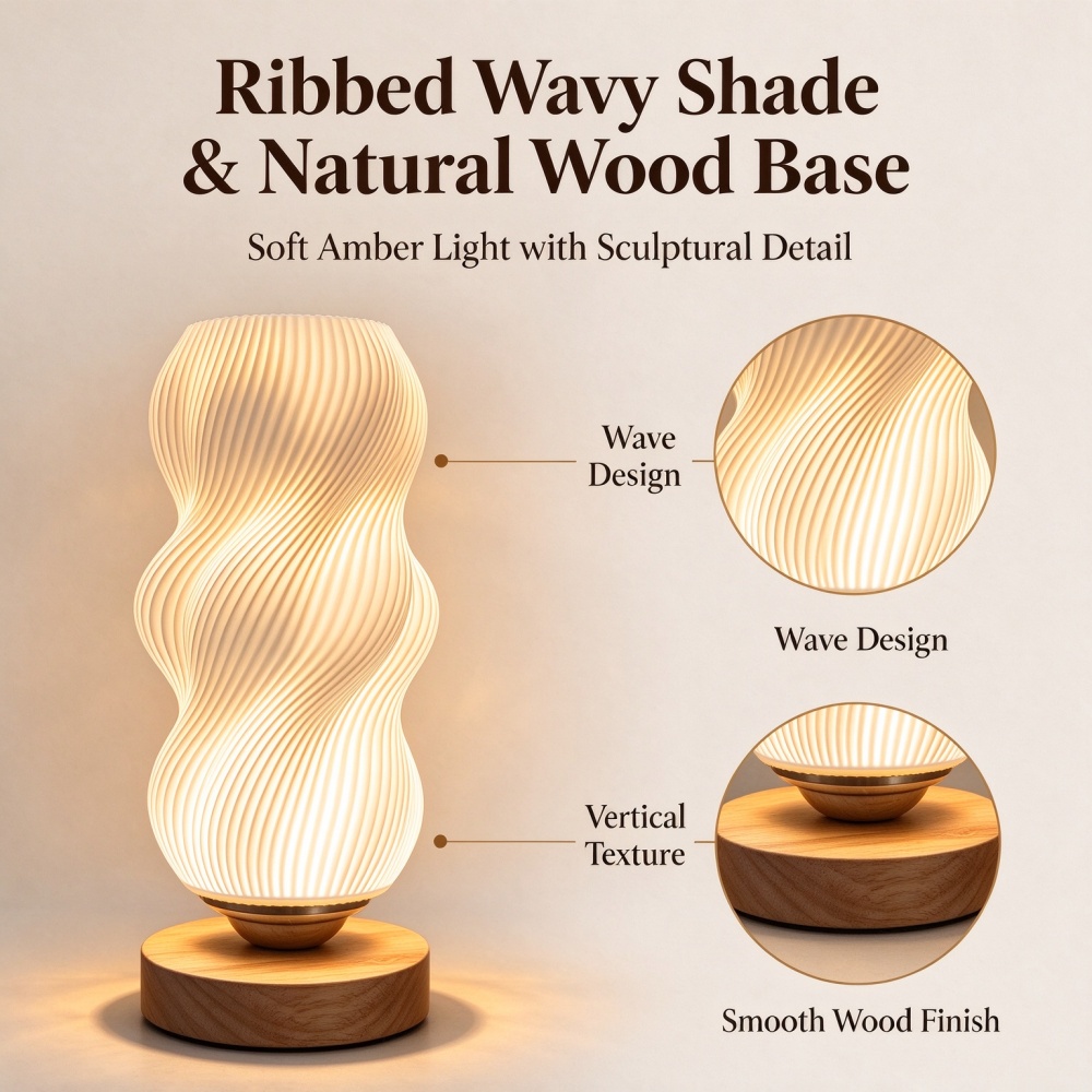 3D-geprinte nachtlamp met golv - Decor Lighting Lamps recensie en prijs