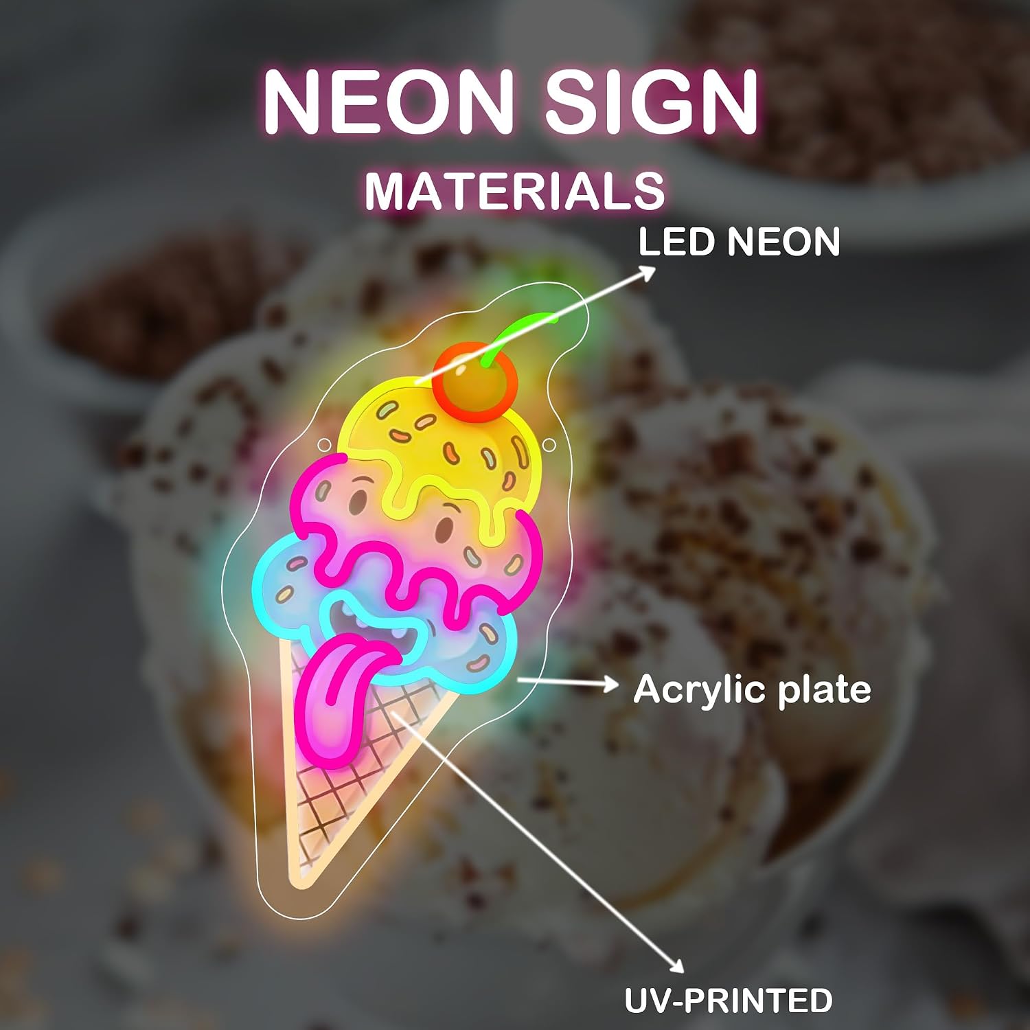 Neonreclame voor ijs, LED-neon - Lighting Christmas Decor recensie en prijs